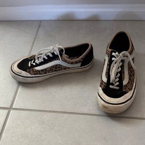 Vans Leopard Print Sneakers with Black and White